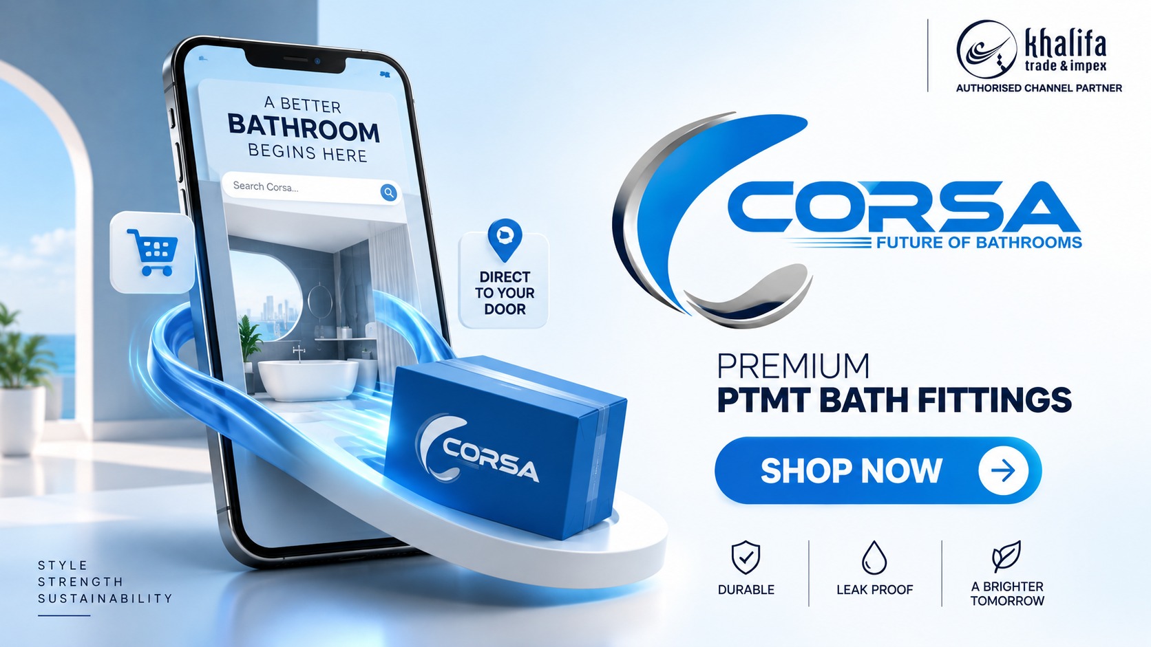 CORSA premium PTMT bath fittings — Khalifa Trade & Impex authorised channel partner
