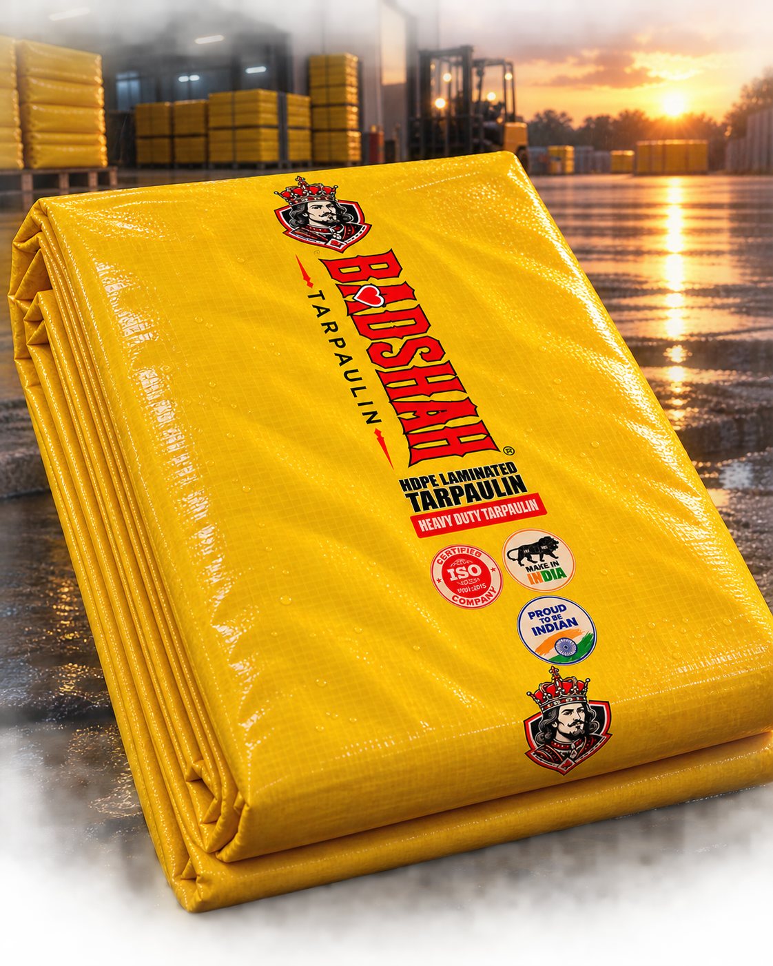BADSHAH HDPE laminated tarpaulin — 100% waterproof, manufactured by Khalifa Trade & Impex